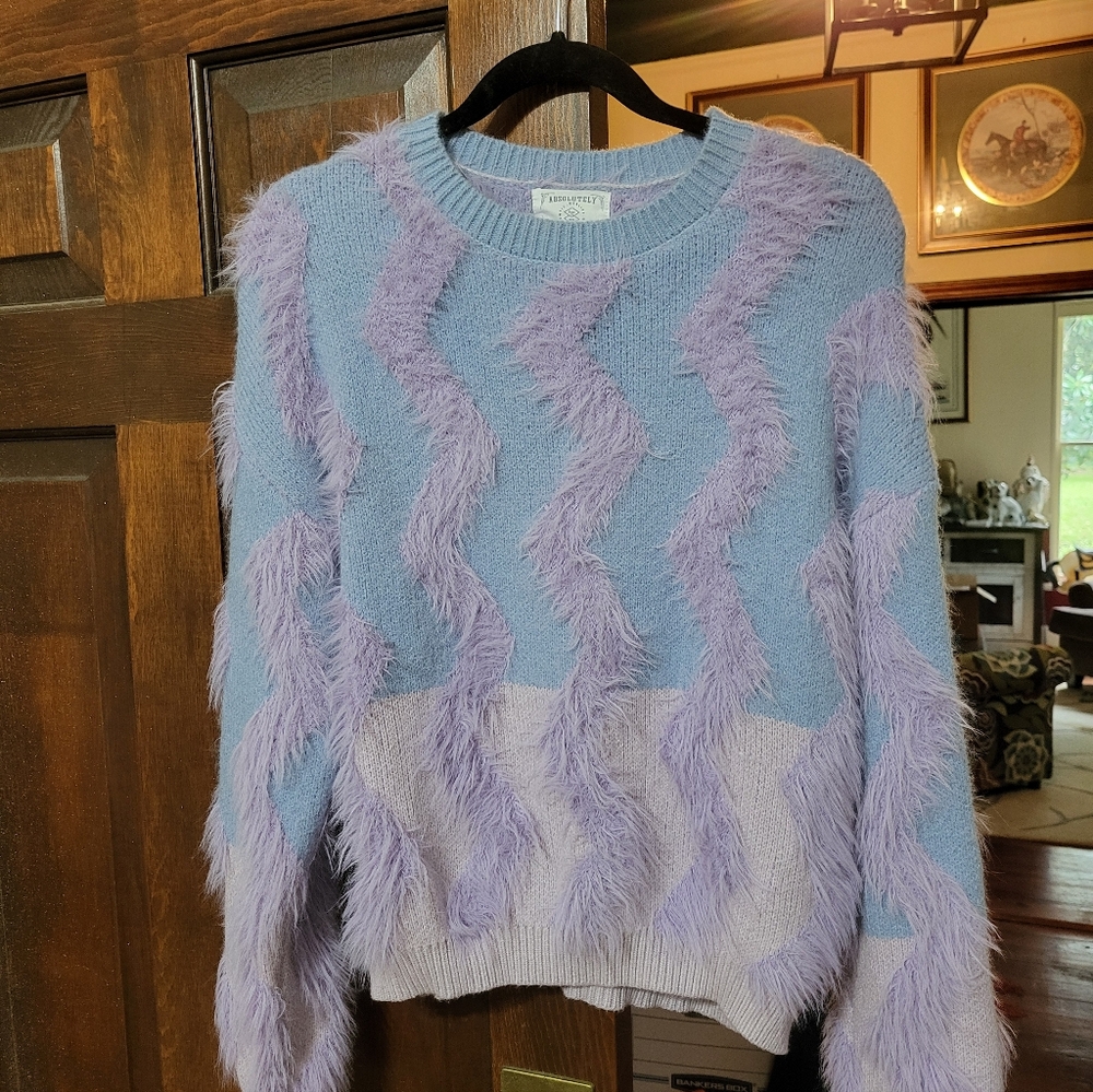 Absolutely Soft Fuzzy Purple Sweater